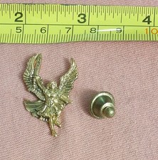Vintage TBN Saint Michael The Archangel Arch Angel Gold Tone Lapel Pin Trinity