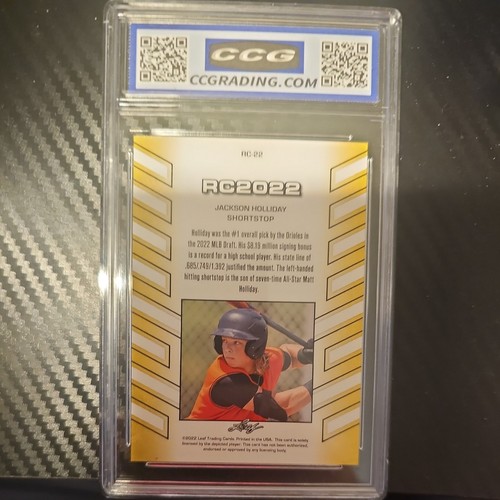 2022 Jackson Holliday Leaf Prized Rookie Card – Graded 10 (Mint), Baltimore Orioles RC