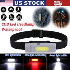 COB LED Headlamp USB Rechargeable Headlight Torch Work Light Bar Head Band Lamp