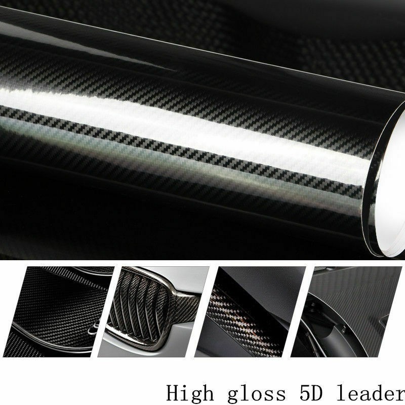 7D Super Gloss Carbon Fiber Vinyl Film Wrap Premium Bubble Free-Air Release Auto