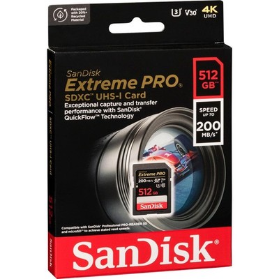 SanDisk Extreme Pro SDXC 512GB UHS-I C10 U3 V30 SD Karte