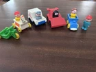 Vintage Little People Fisher Price Mail Truck Race Car Rocking Horse Figures lot