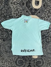 Vintage Mens 80s Quick Silver Polo Shirt Size Small Made In USA Teal