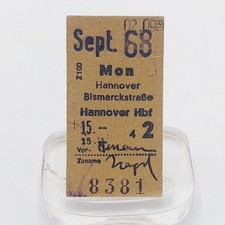 Fahrkarte vom 02.09.1968, Monatskarte Sept 68 Mon Hannover Bismarckstraße 