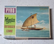 1967 Rare Pyro C254-100 Polynesian Outrigger Canoe In Marbled Brown Plastic 1/35