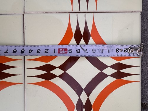 Vintage Set Of 6 Tiles Groovy Mid-Century Wall Decor Geometric Set - Picture 9 of 10