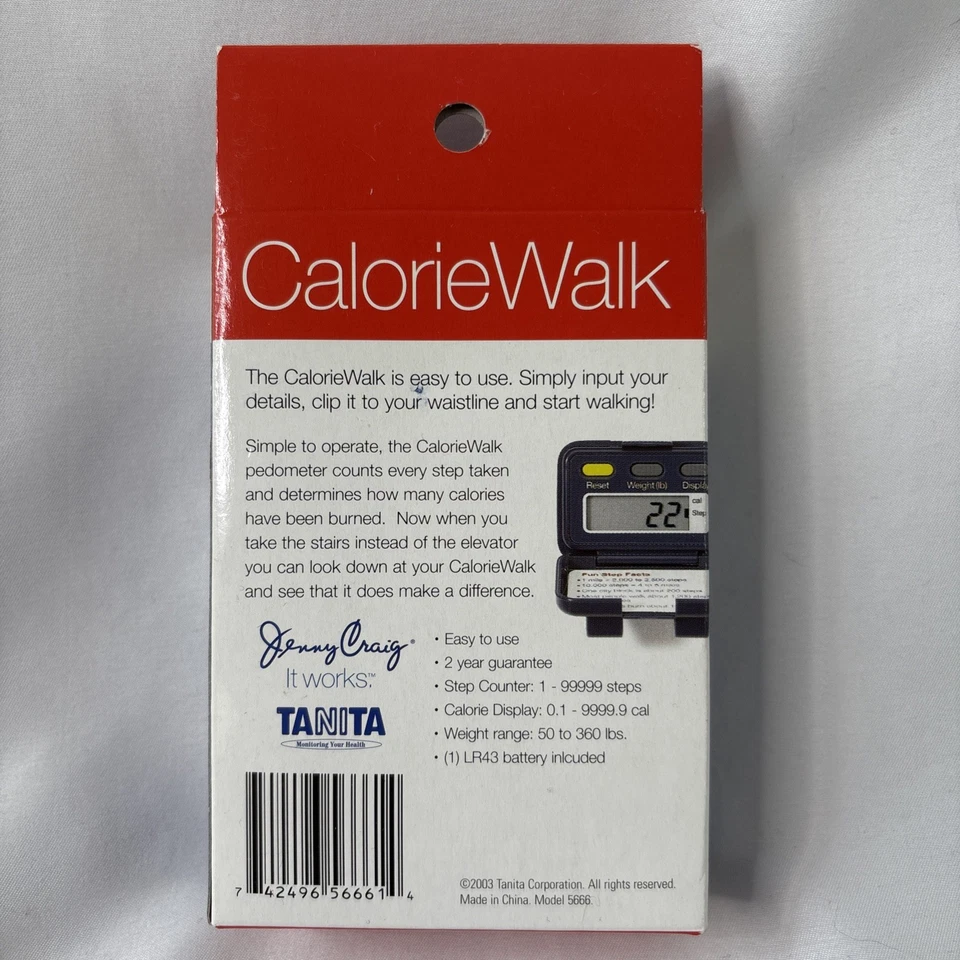 Jenny Craig Calorie Walk Podómetro Clip On Cuenta Pasos Calorías Quemadas NUEVO Foto 2 de 4