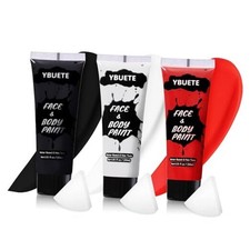 3Pcs Face Body Paint, Professional Paint 3.03 Fl Oz Pack of 3 White Black Red