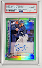 George Lombard Jr. 91/99 - 2025 Topps Pro Debut Chrome Green Auto PSA 10 POP 1