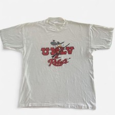 Vintage UNLV Rebels T-Shirt XL RP Sportswear Hey Reb Mascot Made in USA White