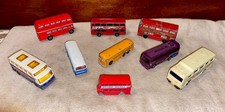 Lot Of 9 Vintage Diecast 1:64 & 1:87 Matchbox Tomica Zylmex Corgi Travel Buses