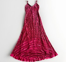 Vintage Small S 100% Silk Red Long Embellished Prom Dress Evening Gown India 2