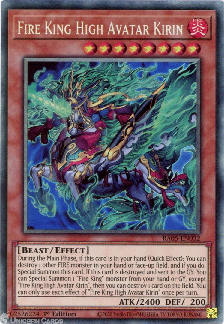 RA05-EN032 Fire King High Avatar Kirin : Collector's Rare 1st Edition Mint YuGiO