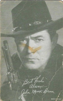 EXHIBIT ARCADE COWBOY CARD 1940's JOHNNY MACK BROWN (B&W)!! GREAT CARD!!