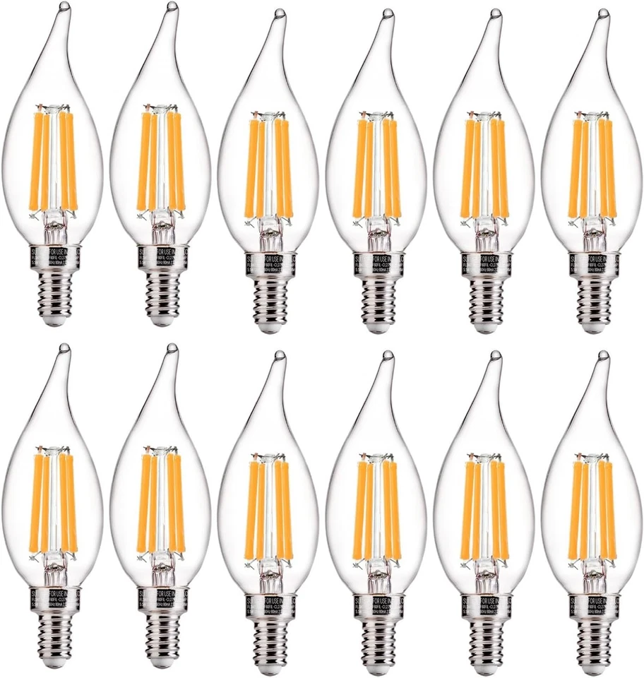 E12 Chandelier LED Bulbs, 100W Equivalent, Dimmable, 12-Pack - Image 3 of 4