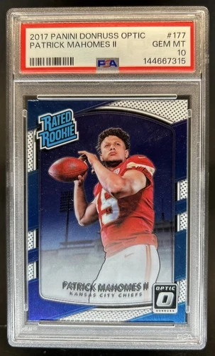 2017 Panini Donruss Optic Patrick Mahomes II RC Rated Rookie #177 Chiefs PSA 10