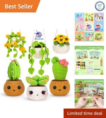 Crochet Plants Kit for Beginners: 6 Hanging Plant Patterns with Video Tutorials