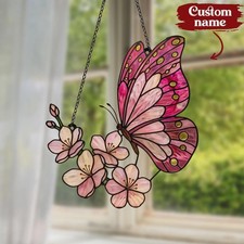 2D Flat Custom Name Butterfly Acrylic Suncatcher Window Hanging Floral Decor