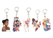 Set of 5 Street Fighter Chunli Cammy Juri Han Mika Acrylic Keychains Key Rings