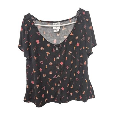 Harry Potter Wizarding World Blouse Womens Size 1 Flutter Sleeves