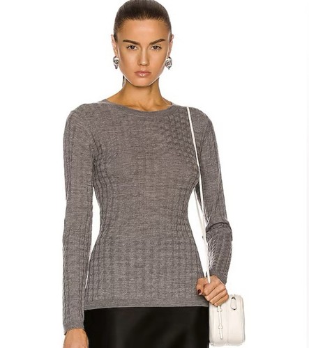Toteme Mini Cable Merino Knit Sweater M Light Grey Melange Luxury Designer - Picture 1 of 18