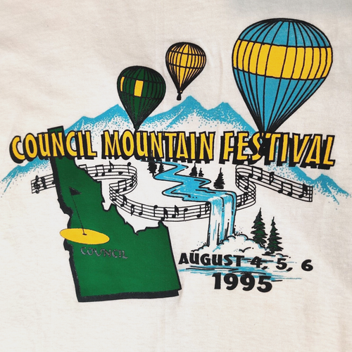 Vintage Single Stitch TShirt MENS L 1995 Council Mountain Festival Idaho Music
