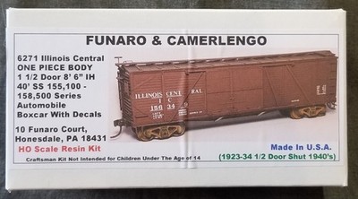 Funaro F&C 6271 ILLINOIS CENTRAL 40' Automobile Boxcar IC 1-1/2 Dr Wood Side 1PC