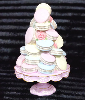 Pastel Macarons on Lilac Pedestal Stand 16'' Easter Holiday Decor Sweet Treats