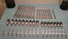 Lenox Bead 18/10 Stainless Flatware Plume Knives Forks Spoons Lot Of 32 Pcs