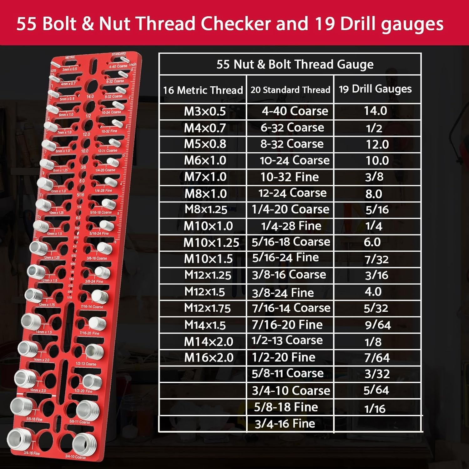 55 Nut and Bolt Thread Checker - Thread Checker Standard and Metric Bolt and Nut