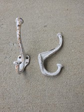 Vintage Large Cast Iron Wall Hooks White