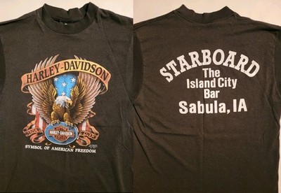 Vintage 1991 3 D Emblem Harley Davidson T Shirt 2 Sided VGC Size Med-Large 