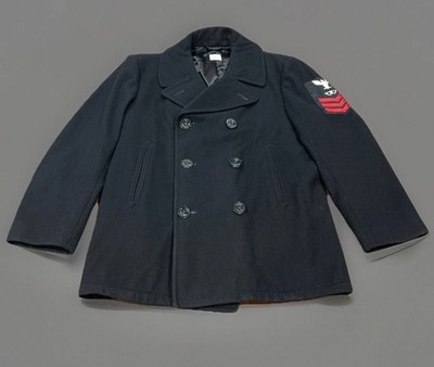 US Navy Issue Pea Coat Mens 42S Wool Anchor Button Double Breast
