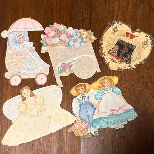 MINT Lot of 5 Vintage Hallmark Die Cut Paper Greeting Cards Ephemera Unused