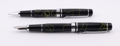 Monteverde Prima Black/Yellow Swirl Rollerball & Fountain Pen (M) Bundle