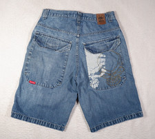 Vintage JNCO Jean Shorts 30 Embroidered Skull RARE 90s Y2K Grunge Skater Logo