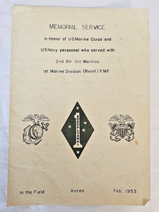MEMORIAL SERVICE HONOR OF 2ND BN 1ST MARINES 1ST MARDIV KOREA 1953