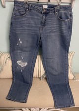 Distressed Light/medium Wash Ankle Length Boyfriend Jeans 18 Time And Tru