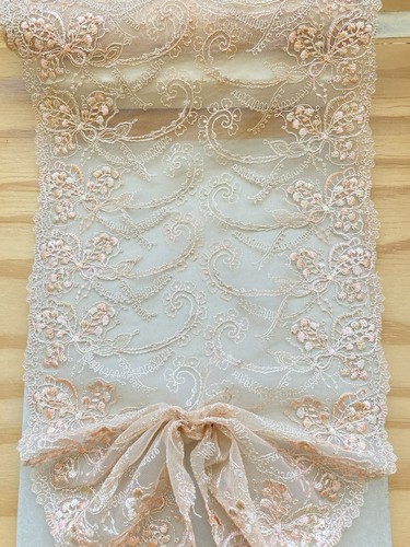 Floral Embroidery Double-edged Mesh Lace Trim/Sewing/Crafts/Lingerie/9.5" Wide - Picture 18 of 20