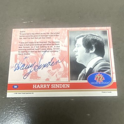 1991-92 Future Trends '72 Hockey Canada Harry Sinden #94 Autographed Card A