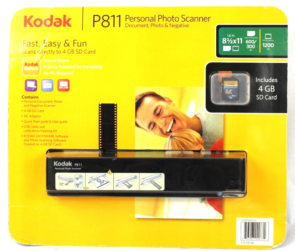 Kodak P811 Personal Photo & Negative Scanner 8x10 Film Roll Document Black New - Image 4 of 4