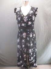 SHEIN Size L Womens V-Neck Flatter Sleeve Stretch Waist Lightweight Dress 606