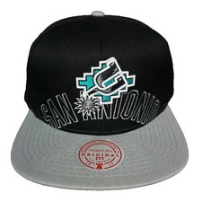 San Antonio Spurs Mitchell  Ness NBA Snapback Hat Cap 3D Logo Black Grey NWT