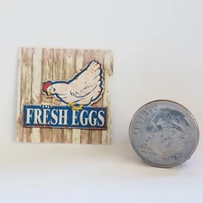 Miniature Sign Chicken + Eggs Railroad or Dollhouse Picture Mini Wall Art Print