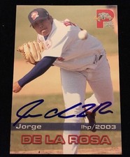 JORGE DE LA ROSA 2003 GRANDSTAND Autograph Signed AUTO Baseball Card 39 RED SOX