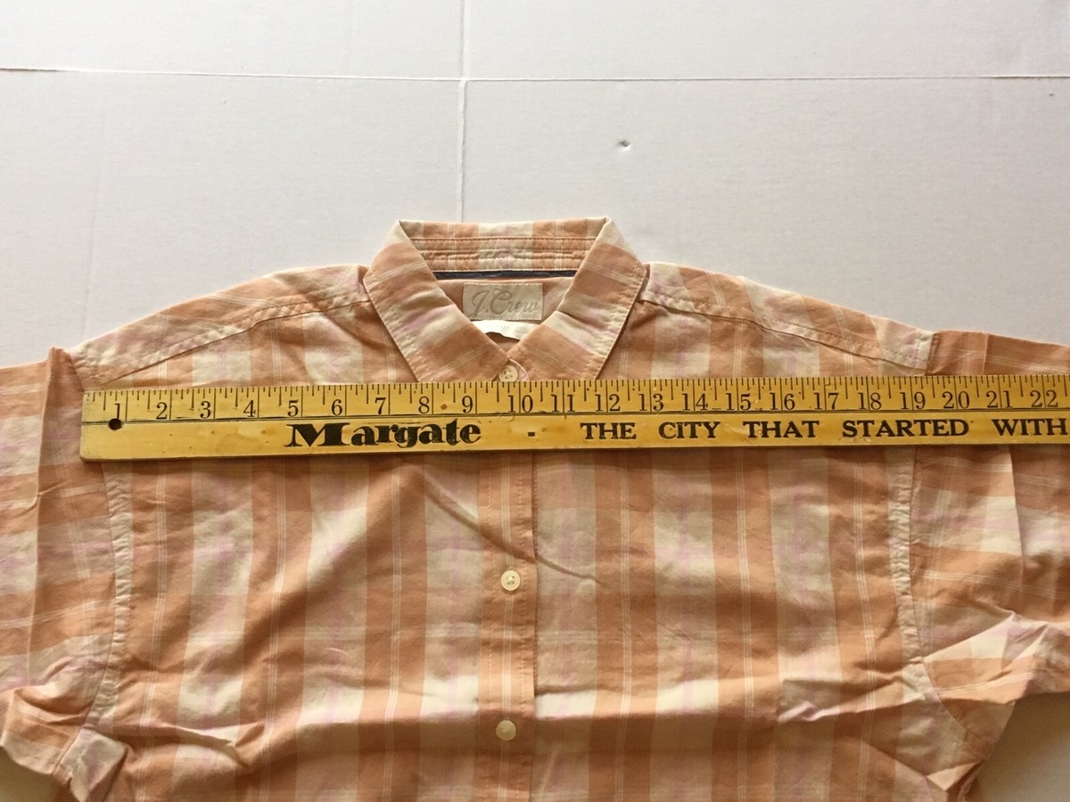 J.CREW BB256 Women's Peach Plaid Flannel Shirt Sz 2 Friday