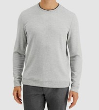  55 Tasso Elba Men's Gray Crew Neck Long Sleeve Pullover Textured Sweater Size L