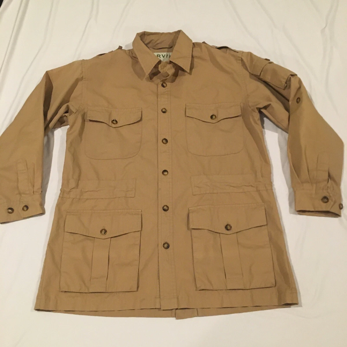 Orvis Barn Coat Cotton Field Jacket 94K9 Tan Hunting Cargo Utility Sz M