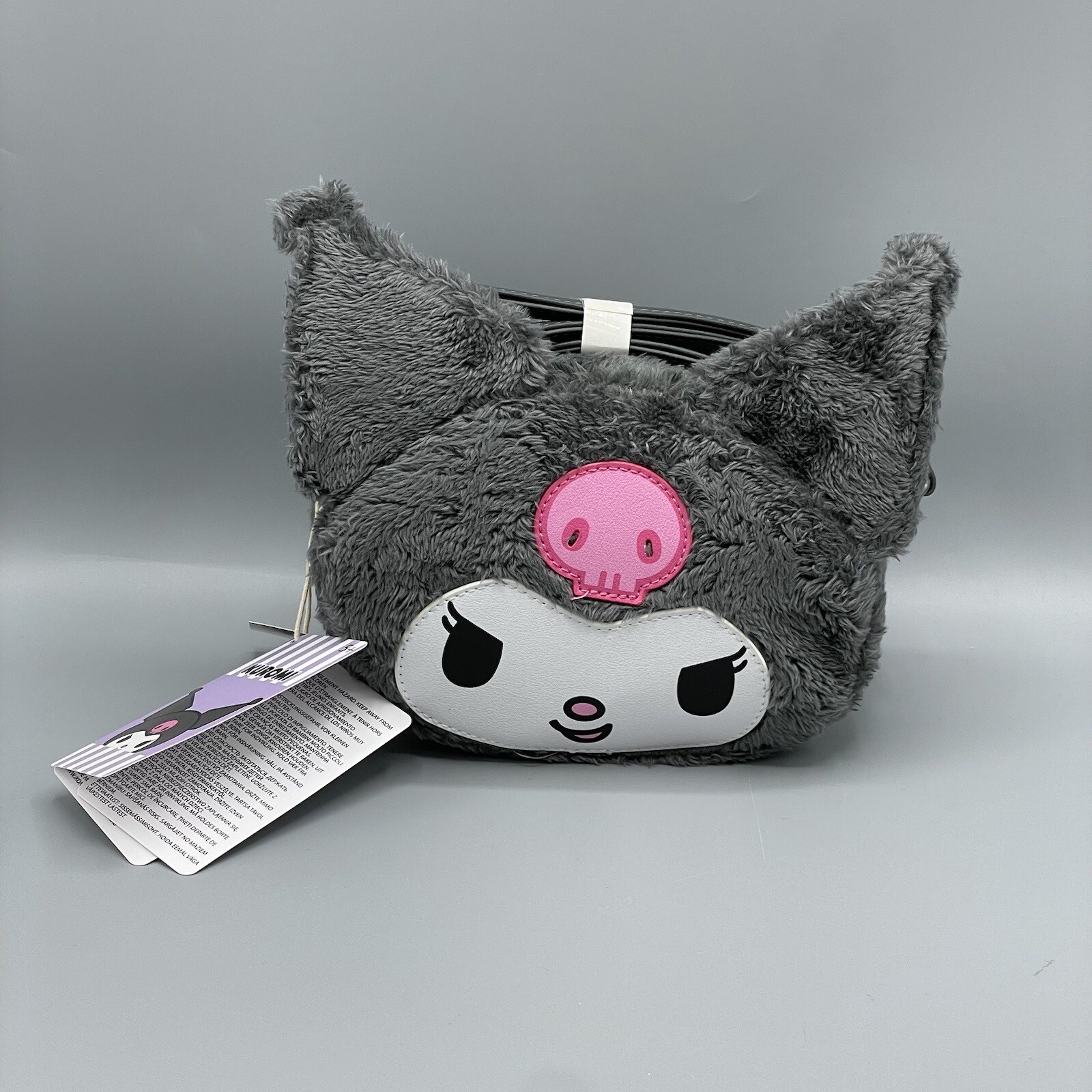 Loungefly Sanrio Kuromi Fuzzy Figural Plush Crossbody Bag Purse NEW
