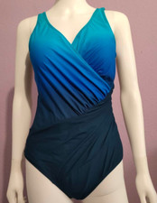 Swimsuit Blue Wrap Control Shaper by Bonprix Plus Size 22 RRP £33